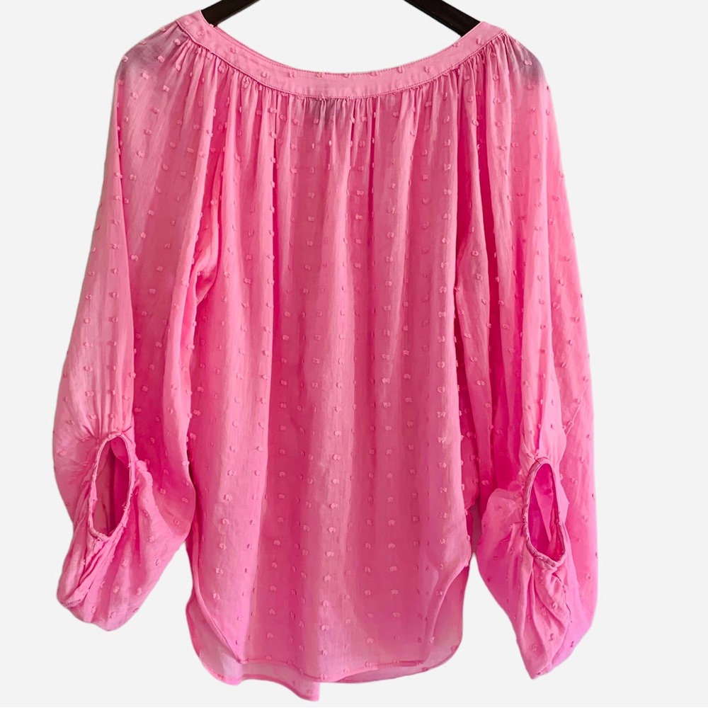 Smythe Balloon Sleeve Pink Swiss Dot Top. Blouse Size XS
